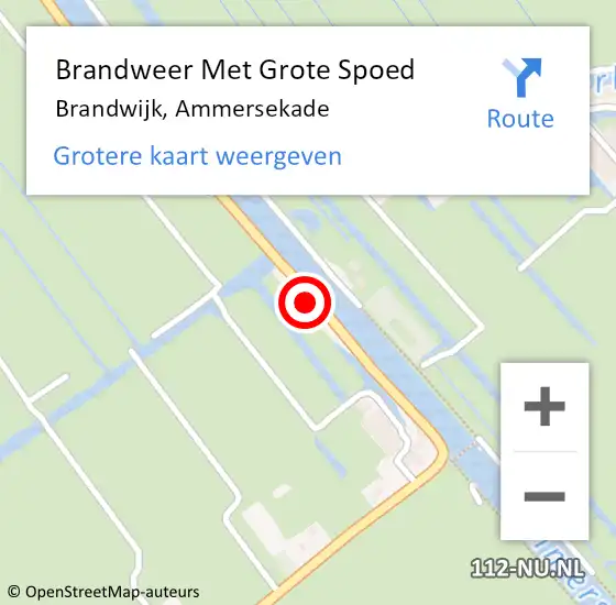 Locatie op kaart van de 112 melding: Brandweer Met Grote Spoed Naar Brandwijk, Ammersekade op 18 juli 2022 20:02