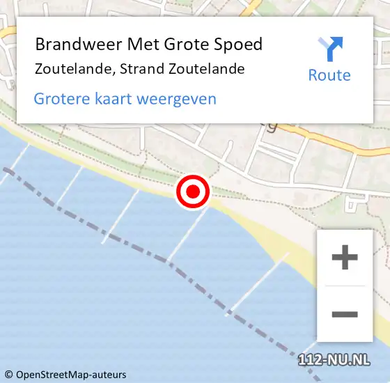 Locatie op kaart van de 112 melding: Brandweer Met Grote Spoed Naar Zoutelande, Strand Zoutelande op 18 juli 2022 20:09