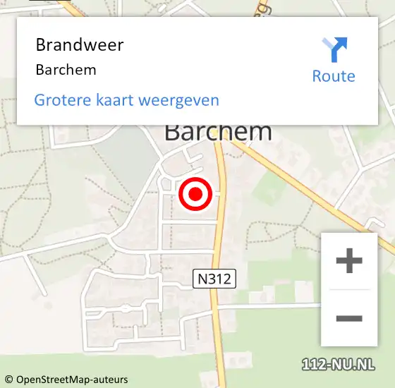 Locatie op kaart van de 112 melding: Brandweer Barchem op 18 juli 2022 20:15