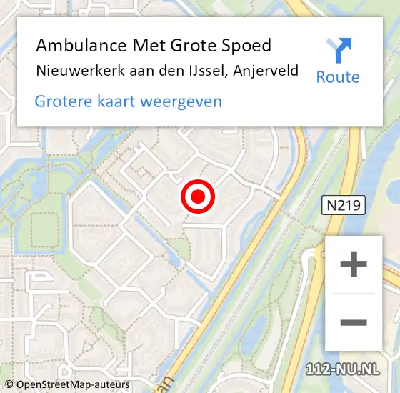 Locatie op kaart van de 112 melding: Ambulance Met Grote Spoed Naar Nieuwerkerk aan den IJssel, Anjerveld op 18 juli 2022 20:37