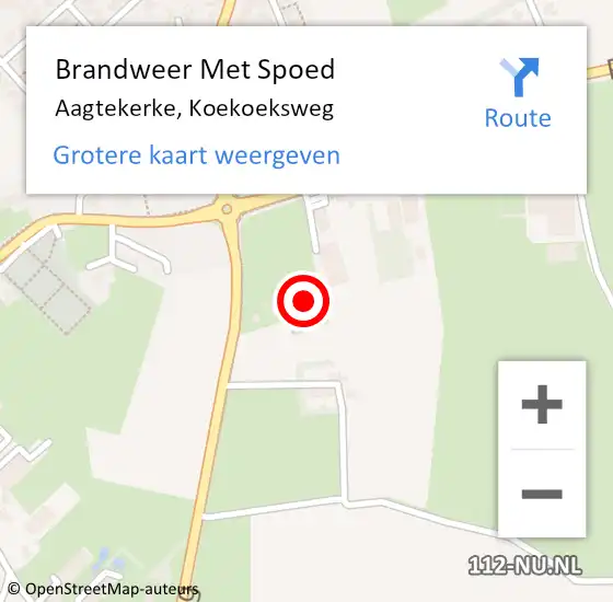 Locatie op kaart van de 112 melding: Brandweer Met Spoed Naar Aagtekerke, Koekoeksweg op 18 juli 2022 20:48