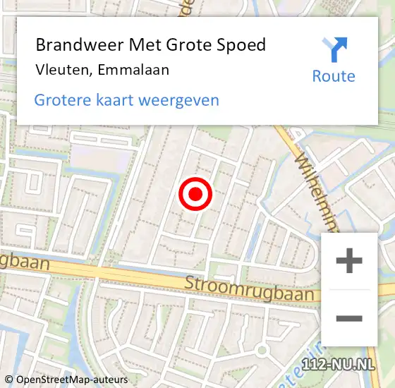 Locatie op kaart van de 112 melding: Brandweer Met Grote Spoed Naar Utrecht, Emmalaan op 18 juli 2022 20:55