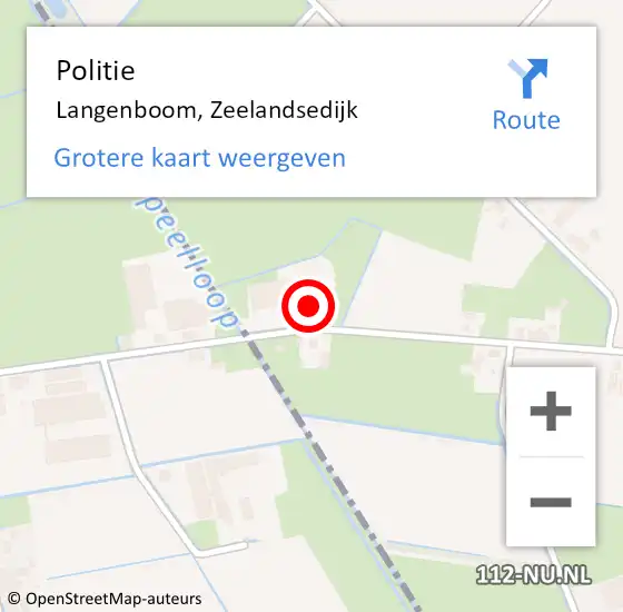 Locatie op kaart van de 112 melding: Politie Langenboom, Zeelandsedijk op 9 oktober 2013 11:05