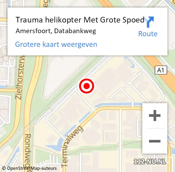 Locatie op kaart van de 112 melding: Trauma helikopter Met Grote Spoed Naar Amersfoort, Databankweg op 18 juli 2022 21:23