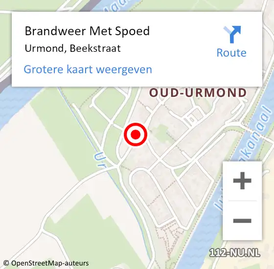 Locatie op kaart van de 112 melding: Brandweer Met Spoed Naar Urmond, Beekstraat op 18 juli 2022 21:29