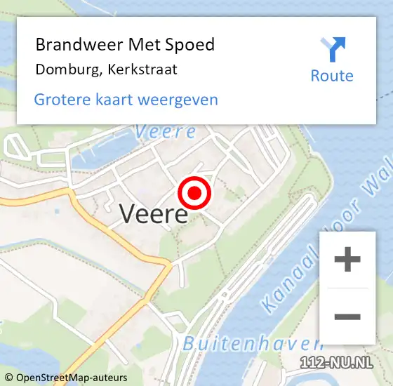 Locatie op kaart van de 112 melding: Brandweer Met Spoed Naar Domburg, Kerkstraat op 18 juli 2022 21:32