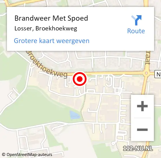 Locatie op kaart van de 112 melding: Brandweer Met Spoed Naar Losser, Broekhoekweg op 18 juli 2022 22:13