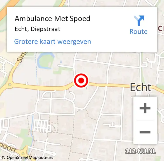 Locatie op kaart van de 112 melding: Ambulance Met Spoed Naar Echt, Diepstraat op 18 juli 2022 22:15