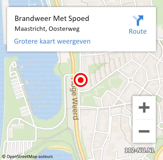 Locatie op kaart van de 112 melding: Brandweer Met Spoed Naar Maastricht, Oosterweg op 18 juli 2022 22:47