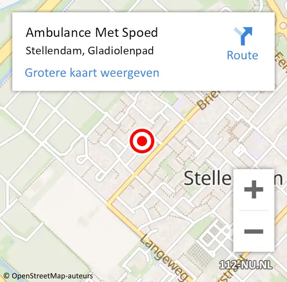 Locatie op kaart van de 112 melding: Ambulance Met Spoed Naar Stellendam, Gladiolenpad op 18 juli 2022 22:57