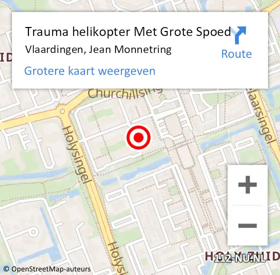 Locatie op kaart van de 112 melding: Trauma helikopter Met Grote Spoed Naar Vlaardingen, Jean Monnetring op 18 juli 2022 23:50