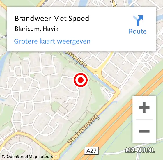 Locatie op kaart van de 112 melding: Brandweer Met Spoed Naar Blaricum, Havik op 18 juli 2022 23:53