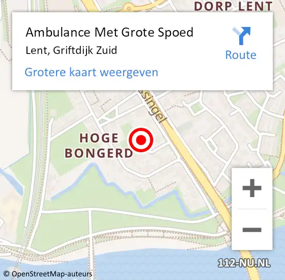 Locatie op kaart van de 112 melding: Ambulance Met Grote Spoed Naar Lent, Griftdijk Zuid op 19 juli 2022 00:19