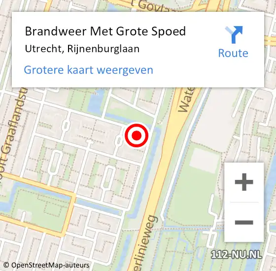 Locatie op kaart van de 112 melding: Brandweer Met Grote Spoed Naar Utrecht, Rijnenburglaan op 19 juli 2022 01:46