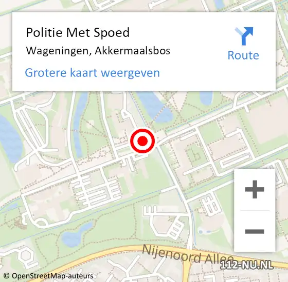 Locatie op kaart van de 112 melding: Politie Met Spoed Naar Wageningen, Akkermaalsbos op 19 juli 2022 02:35