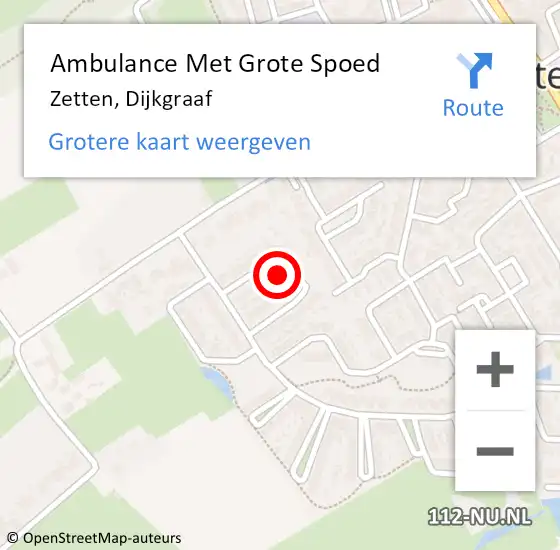 Locatie op kaart van de 112 melding: Ambulance Met Grote Spoed Naar Zetten, Dijkgraaf op 19 juli 2022 02:50