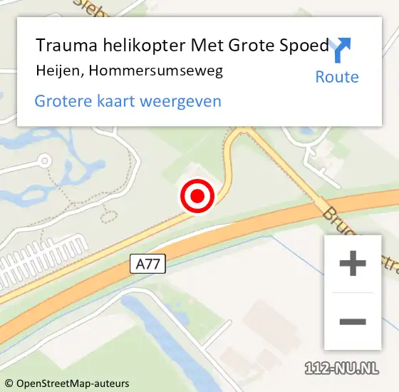 Locatie op kaart van de 112 melding: Trauma helikopter Met Grote Spoed Naar Heijen, Hommersumseweg op 19 juli 2022 02:59