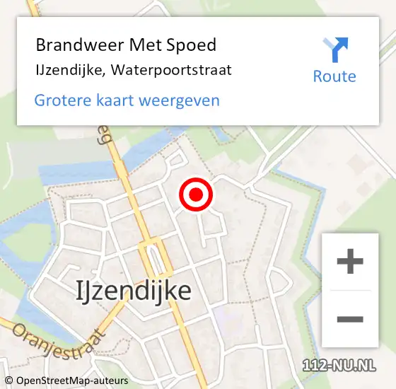 Locatie op kaart van de 112 melding: Brandweer Met Spoed Naar IJzendijke, Waterpoortstraat op 23 juli 2014 16:49