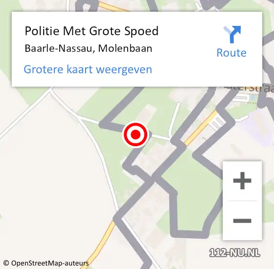 Locatie op kaart van de 112 melding: Politie Met Grote Spoed Naar Baarle-Nassau, Molenbaan op 19 juli 2022 03:52