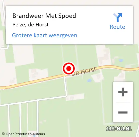 Locatie op kaart van de 112 melding: Brandweer Met Spoed Naar Peize, de Horst op 19 juli 2022 03:53