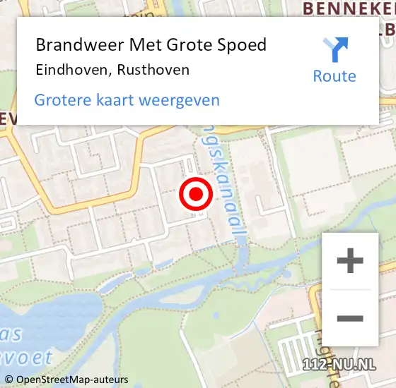 Locatie op kaart van de 112 melding: Brandweer Met Grote Spoed Naar Eindhoven, Rusthoven op 19 juli 2022 03:59