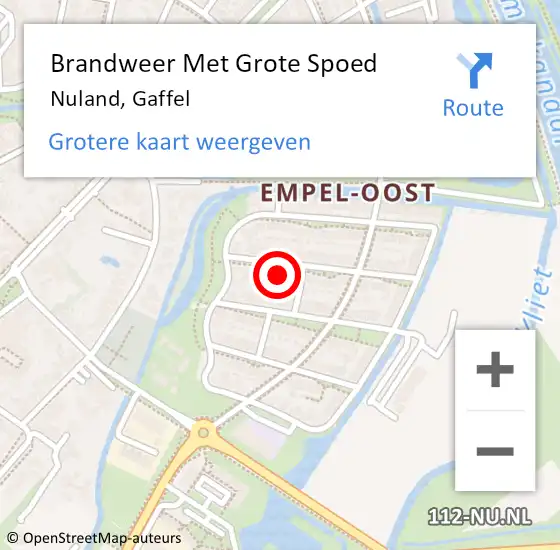 Locatie op kaart van de 112 melding: Brandweer Met Grote Spoed Naar Nuland, Gaffel op 19 juli 2022 04:08