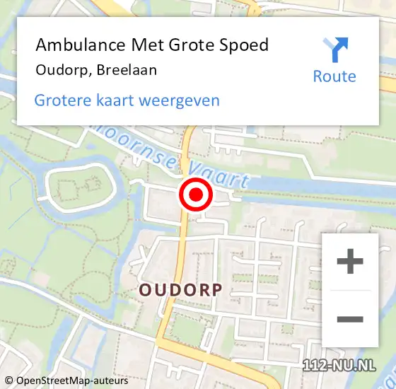 Locatie op kaart van de 112 melding: Ambulance Met Grote Spoed Naar Oudorp, Breelaan op 19 juli 2022 04:32