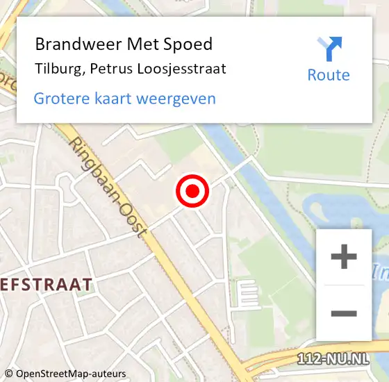 Locatie op kaart van de 112 melding: Brandweer Met Spoed Naar Tilburg, Petrus Loosjesstraat op 19 juli 2022 05:02