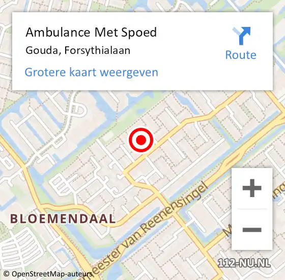 Locatie op kaart van de 112 melding: Ambulance Met Spoed Naar Gouda, Forsythialaan op 19 juli 2022 05:23