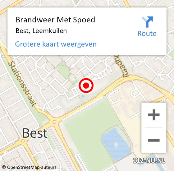 Locatie op kaart van de 112 melding: Brandweer Met Spoed Naar Best, Leemkuilen op 19 juli 2022 05:48