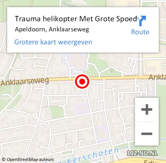 Locatie op kaart van de 112 melding: Trauma helikopter Met Grote Spoed Naar Apeldoorn, Anklaarseweg op 19 juli 2022 05:56