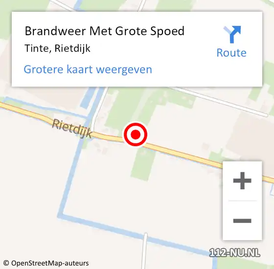 Locatie op kaart van de 112 melding: Brandweer Met Grote Spoed Naar Tinte, Rietdijk op 19 juli 2022 06:37