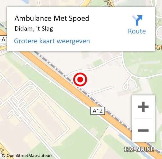 Locatie op kaart van de 112 melding: Ambulance Met Spoed Naar Didam, 't Slag op 19 juli 2022 06:55