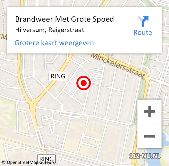 Locatie op kaart van de 112 melding: Brandweer Met Grote Spoed Naar Hilversum, Reigerstraat op 19 juli 2022 07:11