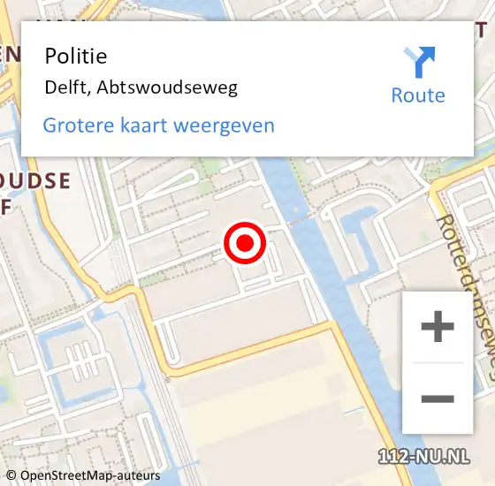 Locatie op kaart van de 112 melding: Politie Delft, Abtswoudseweg op 19 juli 2022 07:36