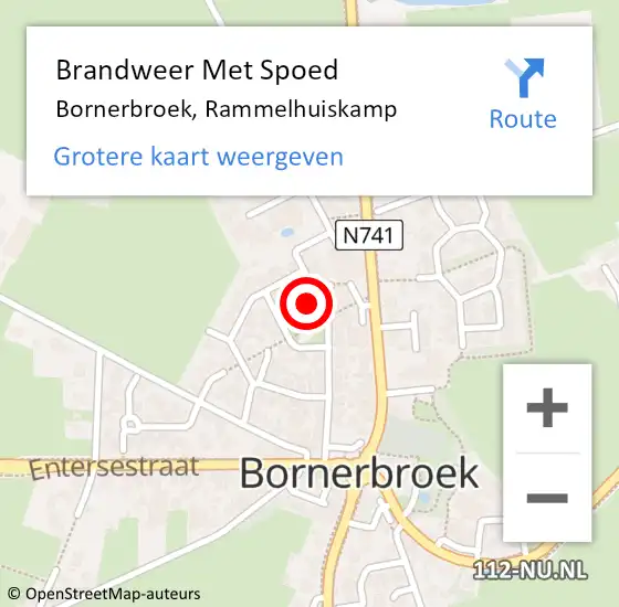 Locatie op kaart van de 112 melding: Brandweer Met Spoed Naar Bornerbroek, Rammelhuiskamp op 19 juli 2022 07:58