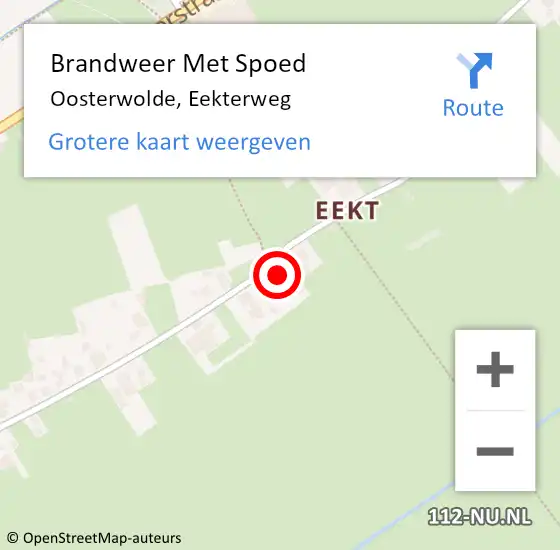 Locatie op kaart van de 112 melding: Brandweer Met Spoed Naar Oosterwolde, Eekterweg op 19 juli 2022 08:11