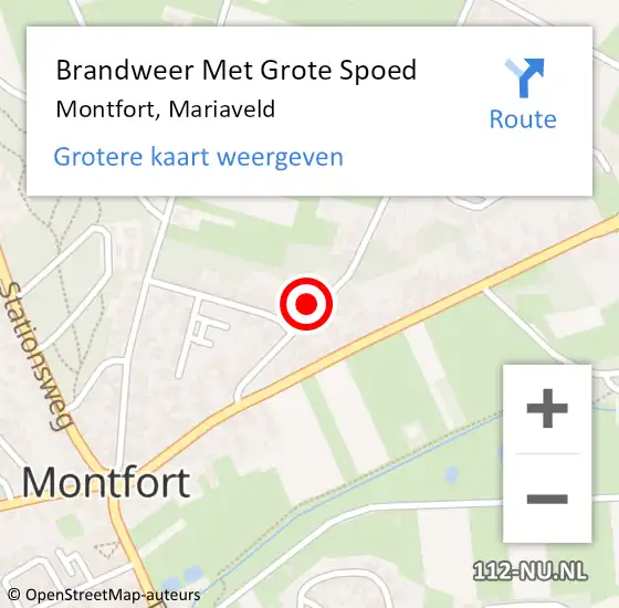 Locatie op kaart van de 112 melding: Brandweer Met Grote Spoed Naar Montfort, Mariaveld op 19 juli 2022 08:11