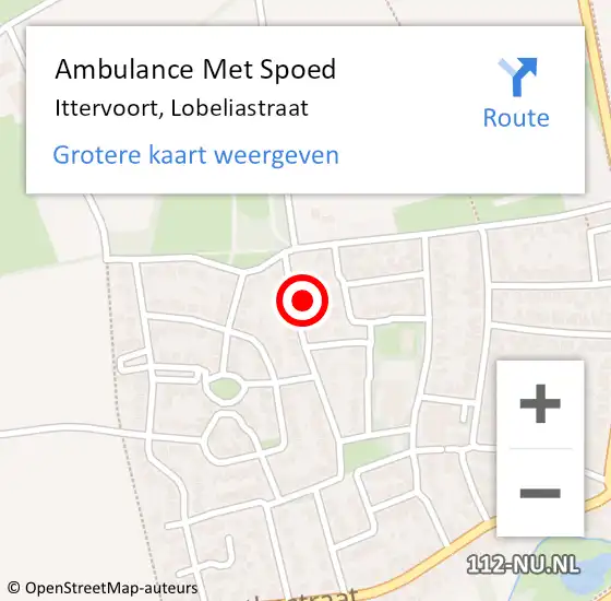 Locatie op kaart van de 112 melding: Ambulance Met Spoed Naar Ittervoort, Lobeliastraat op 19 juli 2022 08:23