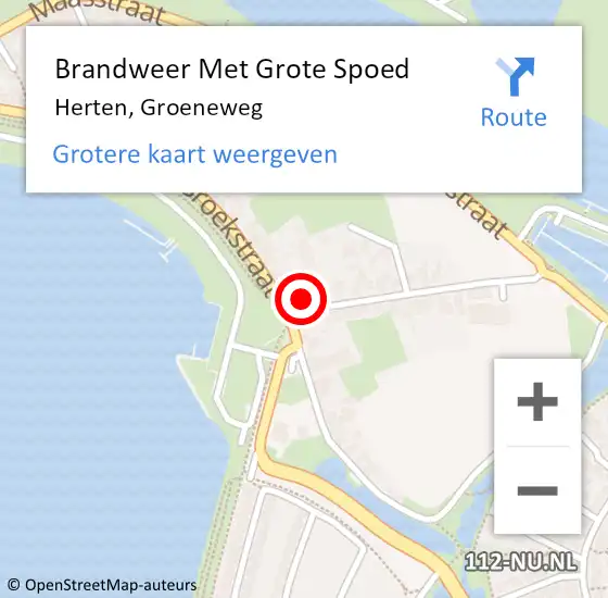 Locatie op kaart van de 112 melding: Brandweer Met Grote Spoed Naar Herten, Groeneweg op 19 juli 2022 08:23