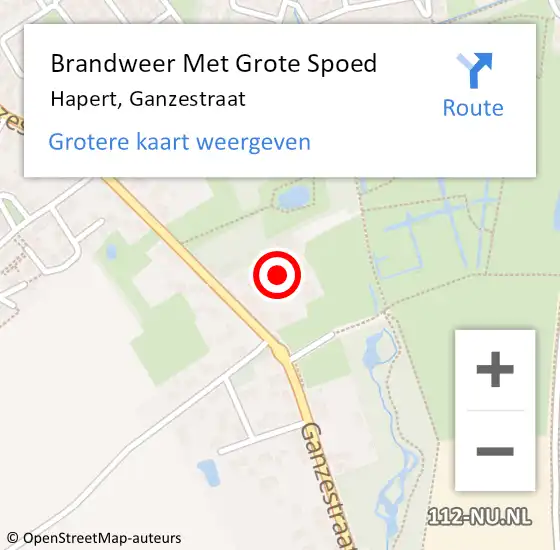 Locatie op kaart van de 112 melding: Brandweer Met Grote Spoed Naar Hapert, Ganzestraat op 19 juli 2022 08:46