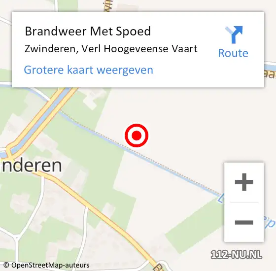 Locatie op kaart van de 112 melding: Brandweer Met Spoed Naar Zwinderen, Verl Hoogeveense Vaart op 19 juli 2022 09:17