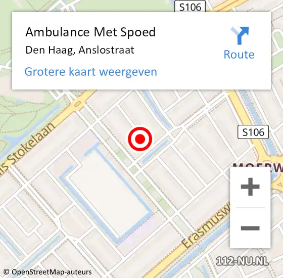 Locatie op kaart van de 112 melding: Ambulance Met Spoed Naar Den Haag, Anslostraat op 19 juli 2022 09:53