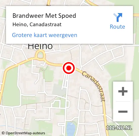 Locatie op kaart van de 112 melding: Brandweer Met Spoed Naar Heino, Canadastraat op 19 juli 2022 10:37