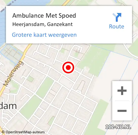 Locatie op kaart van de 112 melding: Ambulance Met Spoed Naar Heerjansdam, Ganzekant op 19 juli 2022 10:45