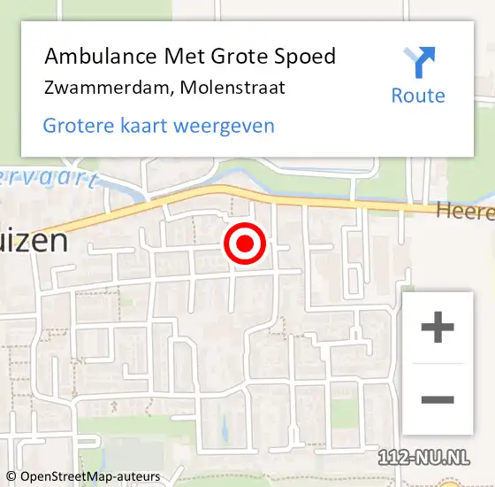 Locatie op kaart van de 112 melding: Ambulance Met Grote Spoed Naar Zwammerdam, Molenstraat op 19 juli 2022 10:58