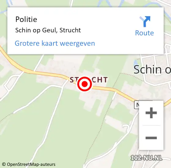 Locatie op kaart van de 112 melding: Politie Schin op Geul, Strucht op 19 juli 2022 11:13