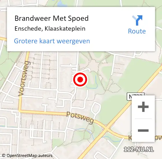 Locatie op kaart van de 112 melding: Brandweer Met Spoed Naar Enschede, Klaaskateplein op 19 juli 2022 11:50