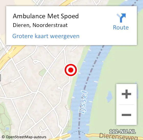 Locatie op kaart van de 112 melding: Ambulance Met Spoed Naar Dieren, Noorderstraat op 19 juli 2022 12:15