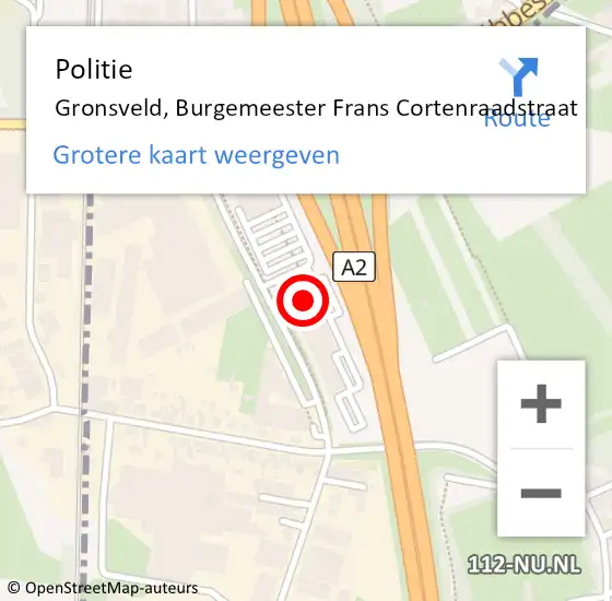 Locatie op kaart van de 112 melding: Politie Gronsveld, Burgemeester Frans Cortenraadstraat op 19 juli 2022 12:18